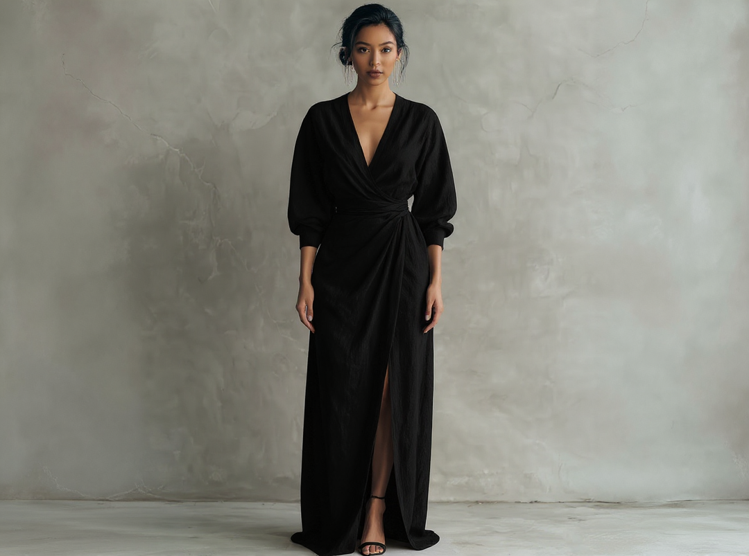 Yulia™ | Minimalistic Pink Maxi Dress with V-Neck