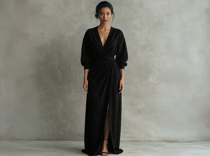 Yulia™ | Minimalistic Pink Maxi Dress with V-Neck