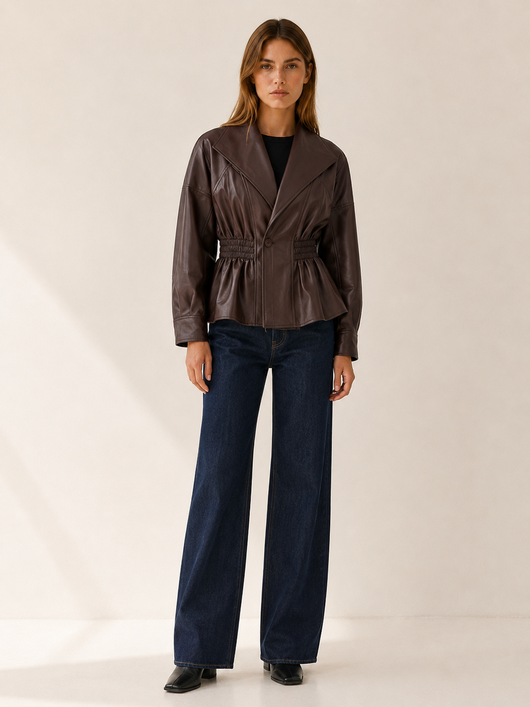 Saskia™ | Peplum Jacket with Wide Lapels
