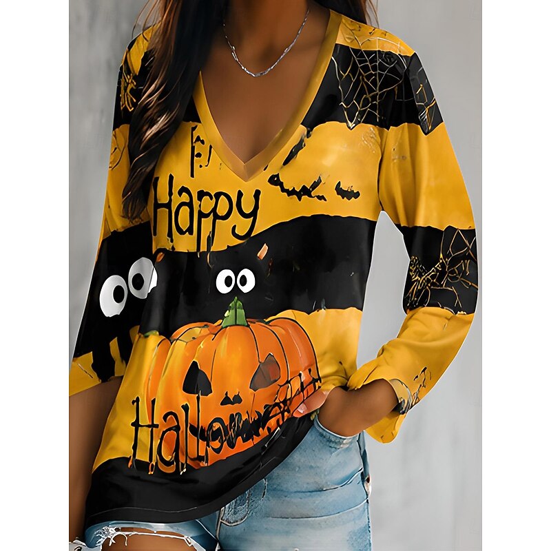 Sorrel™ | Women's Halloween Pumpkin Print V-Neck Long Sleeve Top