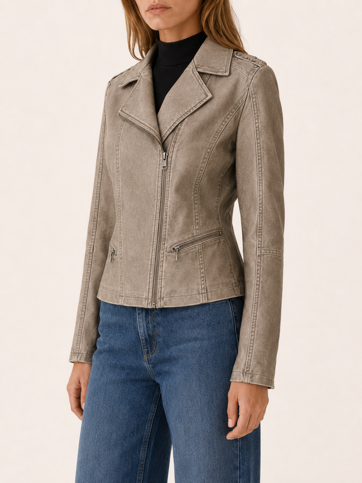 Selene™ | Studded Biker Jacket with Asymmetric Zip