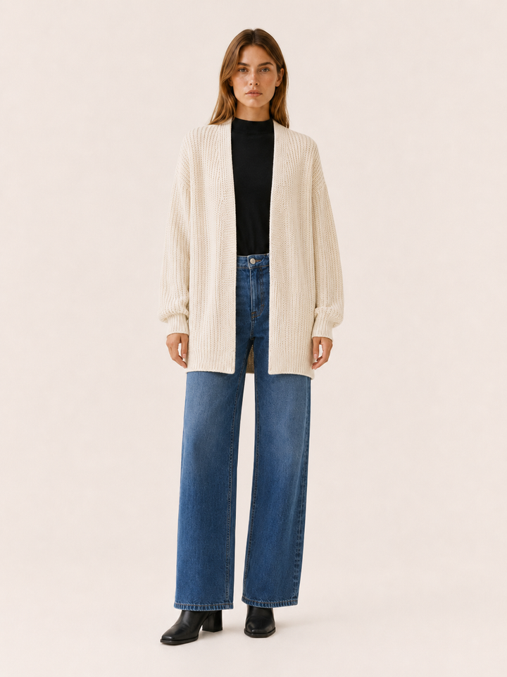 Soraya™ | Balloon-Sleeve Open-Front Cardigan