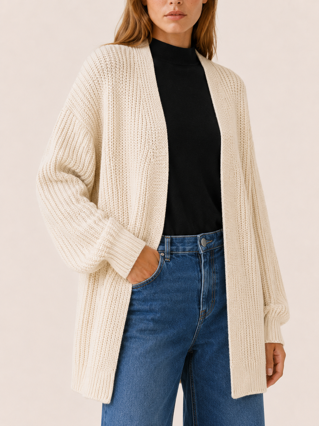 Soraya™ | Balloon-Sleeve Open-Front Cardigan