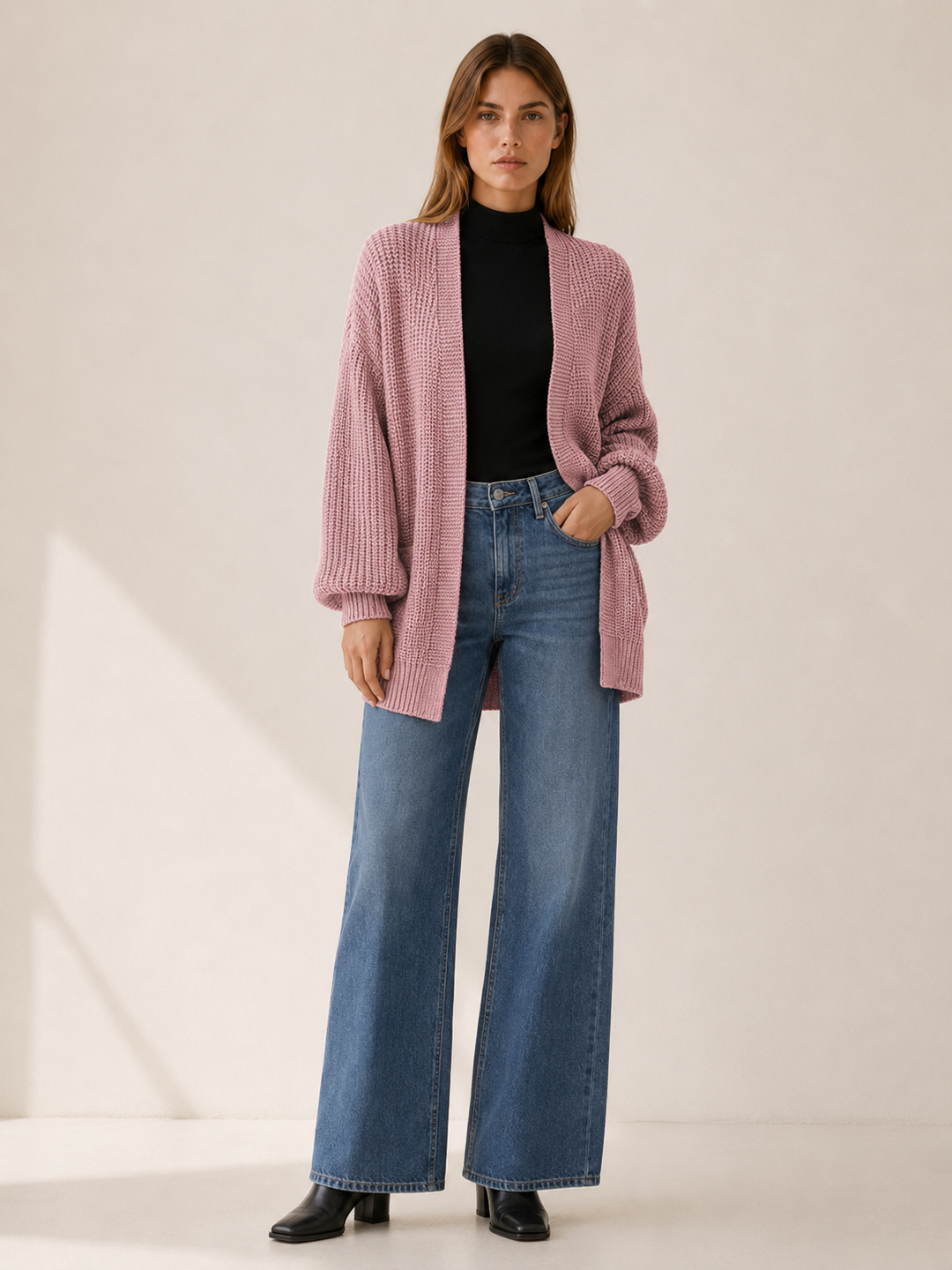 Soraya™ | Balloon-Sleeve Open-Front Cardigan