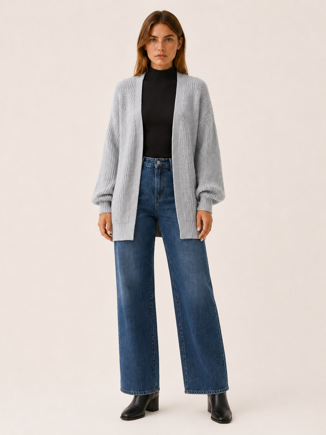 Soraya™ | Balloon-Sleeve Open-Front Cardigan