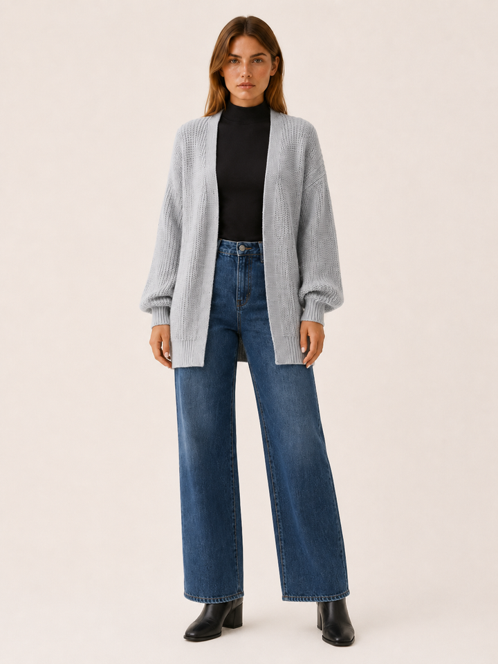 Soraya™ | Balloon-Sleeve Open-Front Cardigan