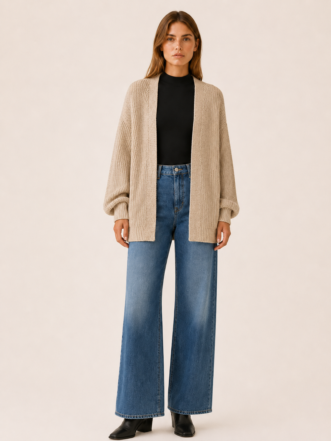 Soraya™ | Balloon-Sleeve Open-Front Cardigan