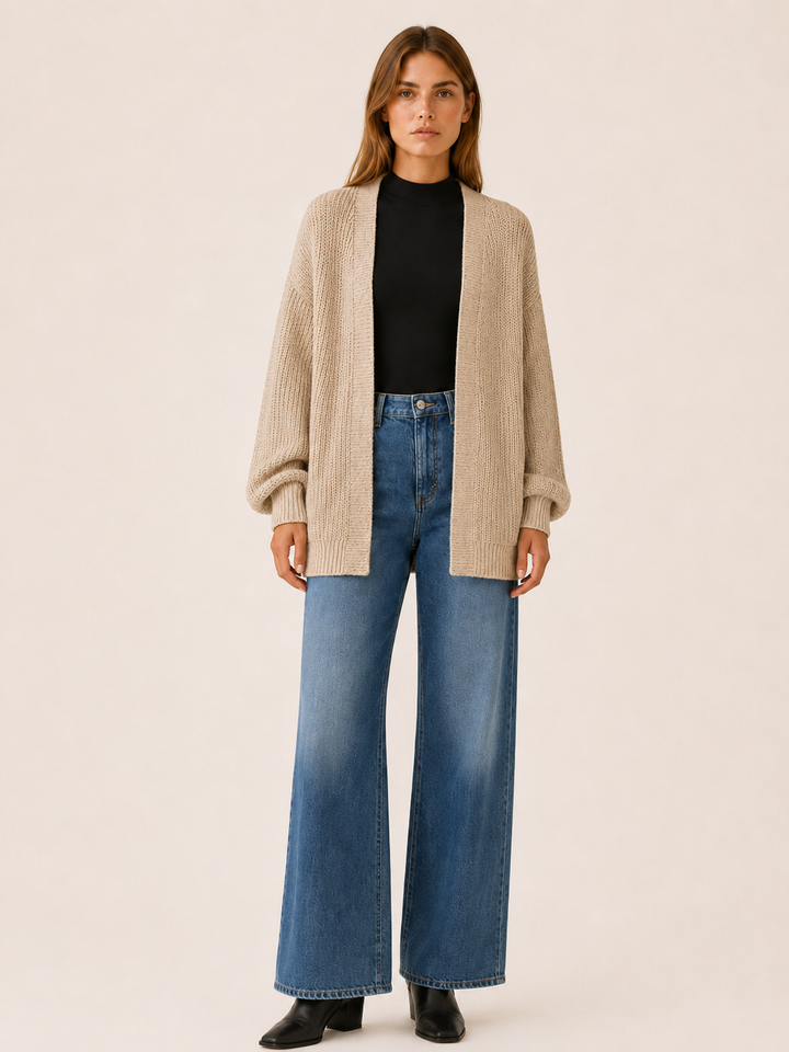 Soraya™ | Balloon-Sleeve Open-Front Cardigan