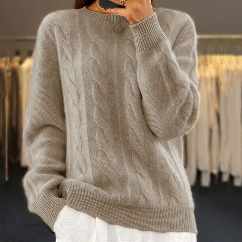 Kelsy™ | Women's Cable Knit Crew Neck Pullover Sweater