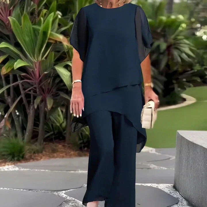 Kayla™ | Suit with Draped Palazzo Pants