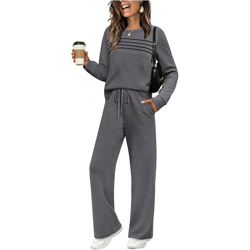 Saya™ | Elegant Set with Round Neck Top & Drawstring Trousers