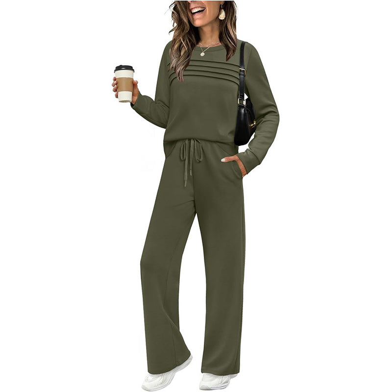 Saya™ | Elegant Set with Round Neck Top & Drawstring Trousers