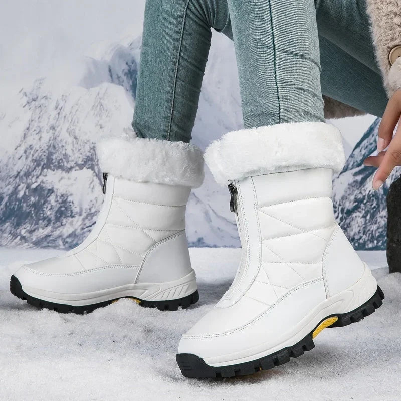 Justine™ | Women's Plush-Lined Mid-Calf Snow Boots with Zip and Grip Sole