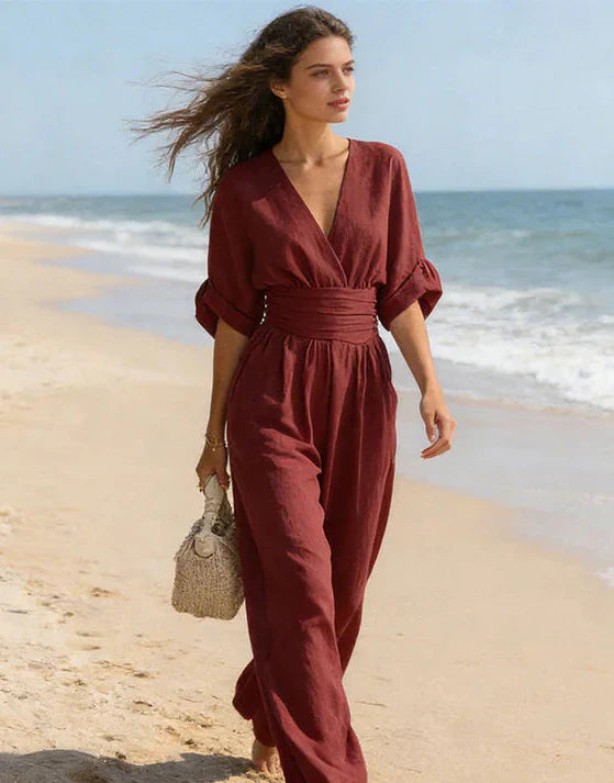 Daniela™ | Elegant Jumpsuit with a V-Neck & Wide Legs