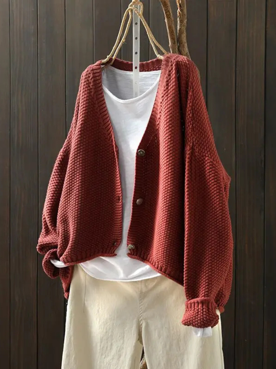 Seren™ | Women's Oversized V Neck Chunky Knit Button Cardigan