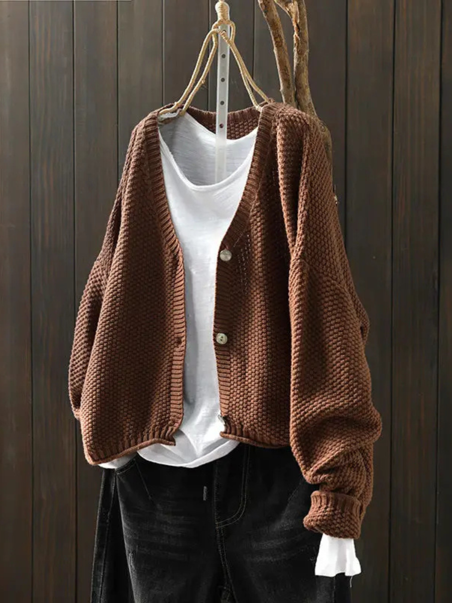Seren™ | Women's Oversized V Neck Chunky Knit Button Cardigan