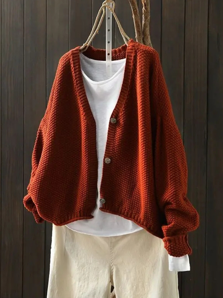 Seren™ | Women's Oversized V Neck Chunky Knit Button Cardigan