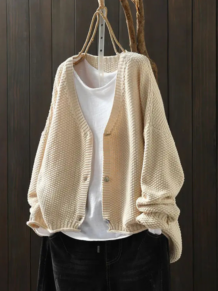 Seren™ | Women's Oversized V Neck Chunky Knit Button Cardigan
