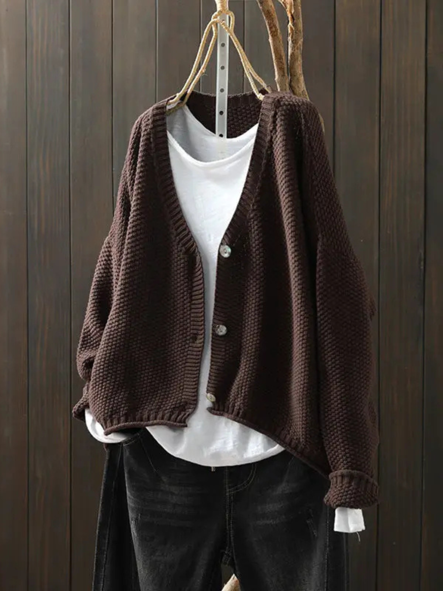 Seren™ | Women's Oversized V Neck Chunky Knit Button Cardigan