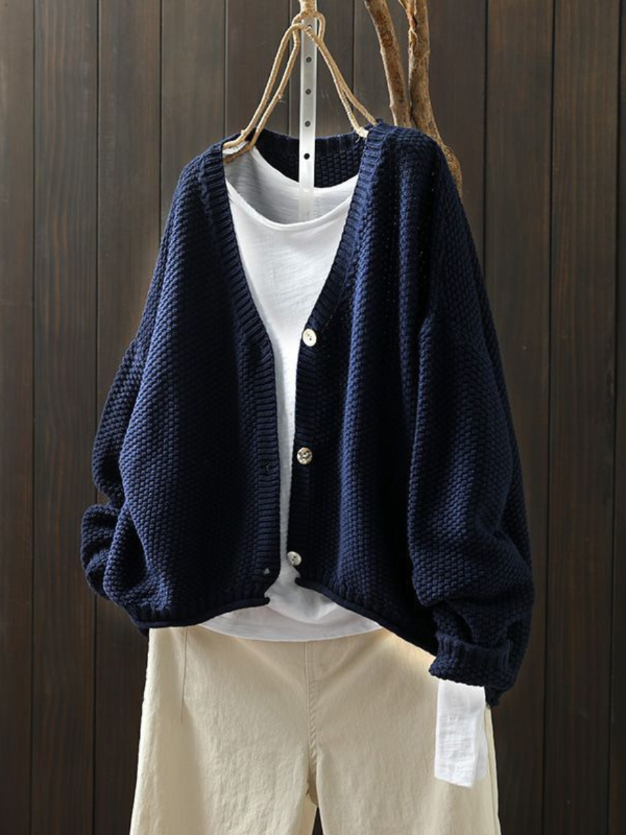 Seren™ | Women's Oversized V Neck Chunky Knit Button Cardigan
