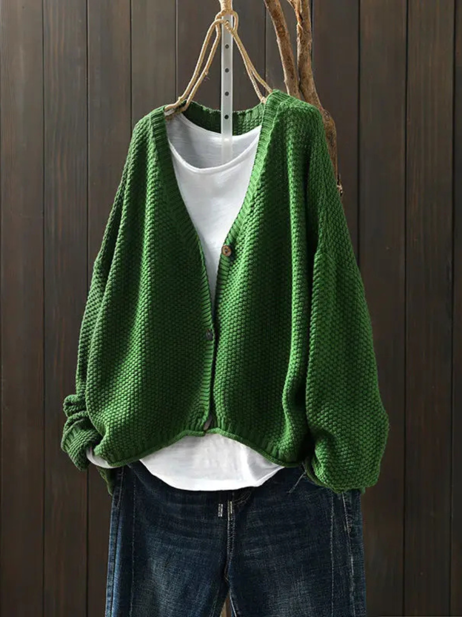 Seren™ | Women's Oversized V Neck Chunky Knit Button Cardigan