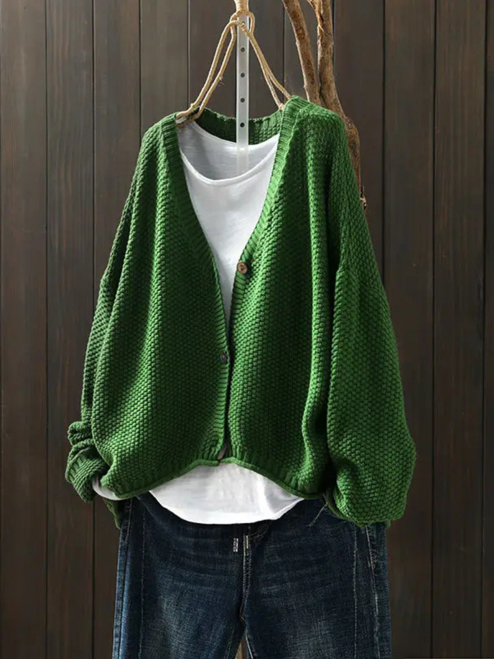 Seren™ | Women's Oversized V Neck Chunky Knit Button Cardigan