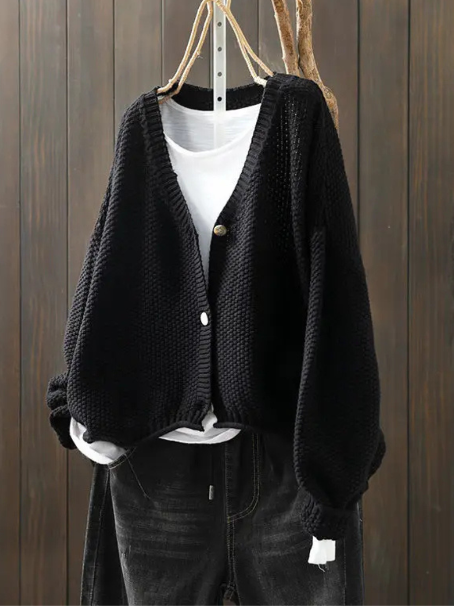 Seren™ | Women's Oversized V Neck Chunky Knit Button Cardigan