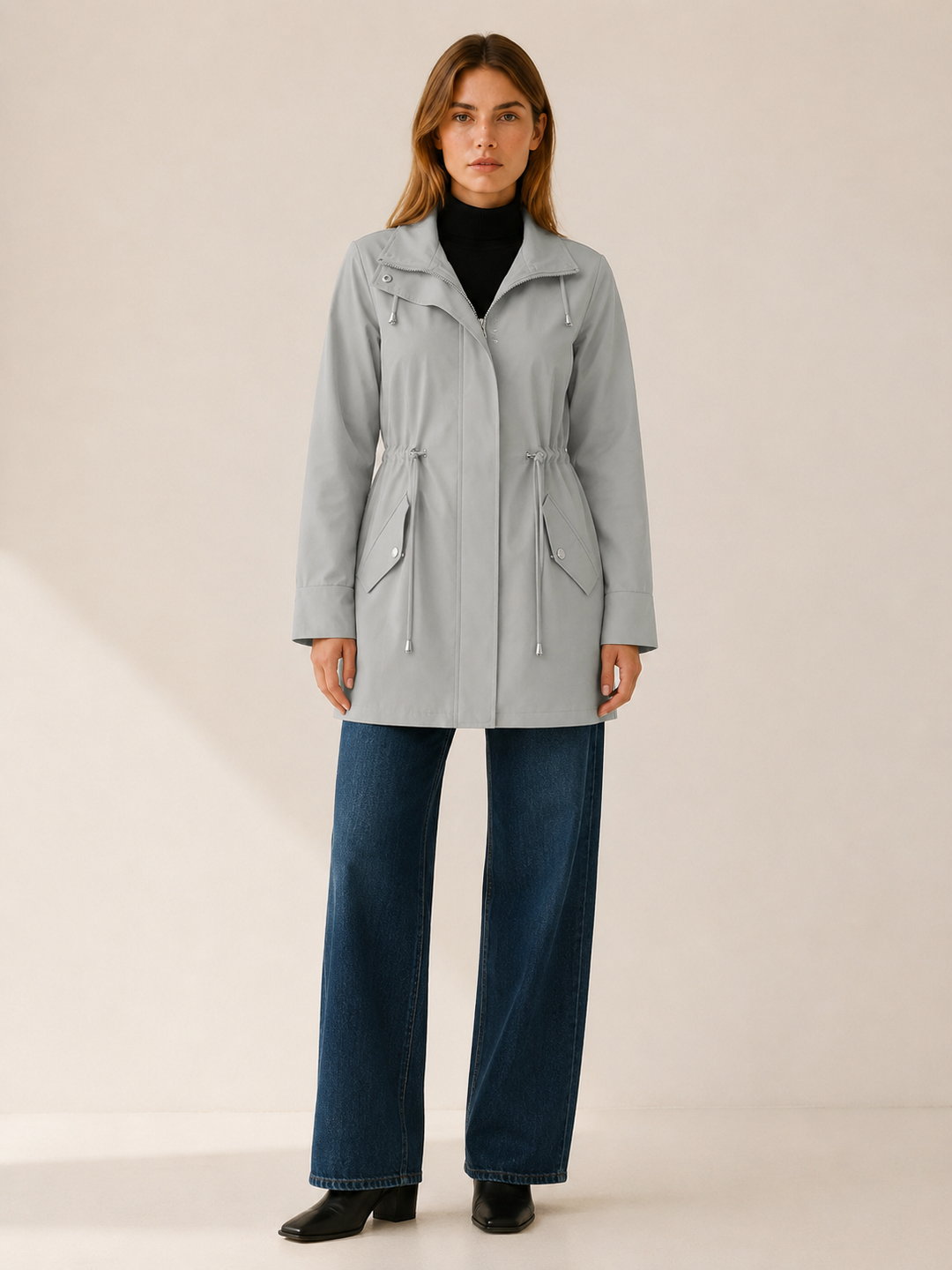Tamsin™ | Short Trench Coat with Flap Pockets