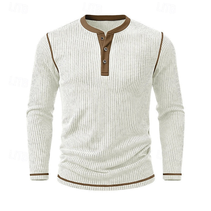 Ambrose™ | Men's Ribbed Contrast-Trim Henley Shirt