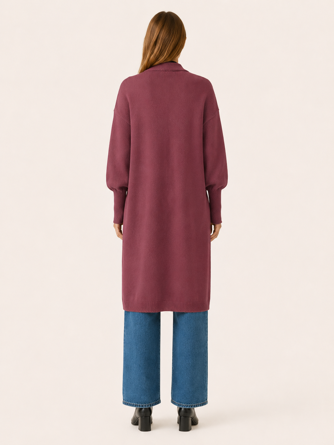 Thalina™ | Longline Balloon-Sleeve Cardigan with Pockets