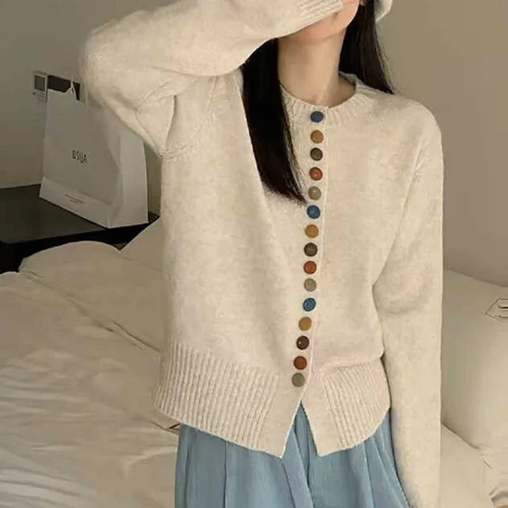 Linnet™ | Women's Multicolor Button Round Neck Knit Cardigan