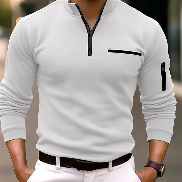 Kasper™ | Men's Quarter-Zip Pullover with Chest and Sleeve Zip Pockets