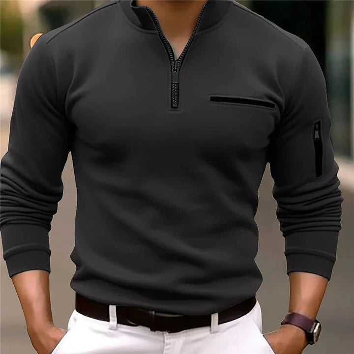 Kasper™ | Men's Quarter-Zip Pullover with Chest and Sleeve Zip Pockets