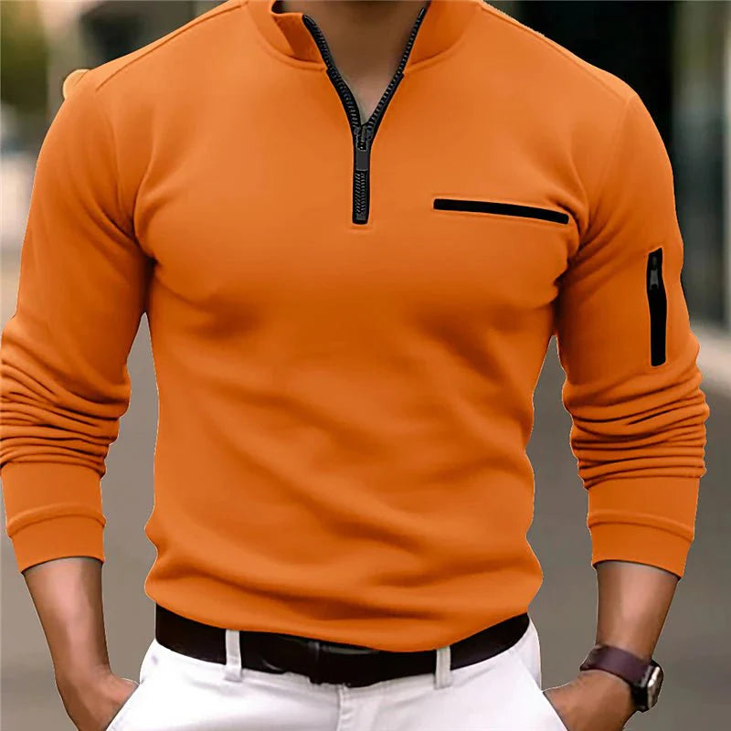 Kasper™ | Men's Quarter-Zip Pullover with Chest and Sleeve Zip Pockets