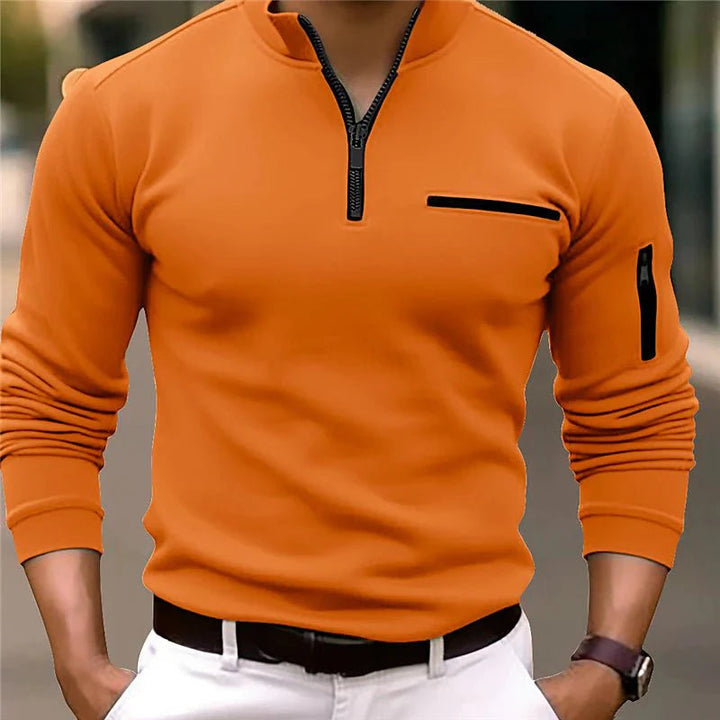 Kasper™ | Men's Quarter-Zip Pullover with Chest and Sleeve Zip Pockets