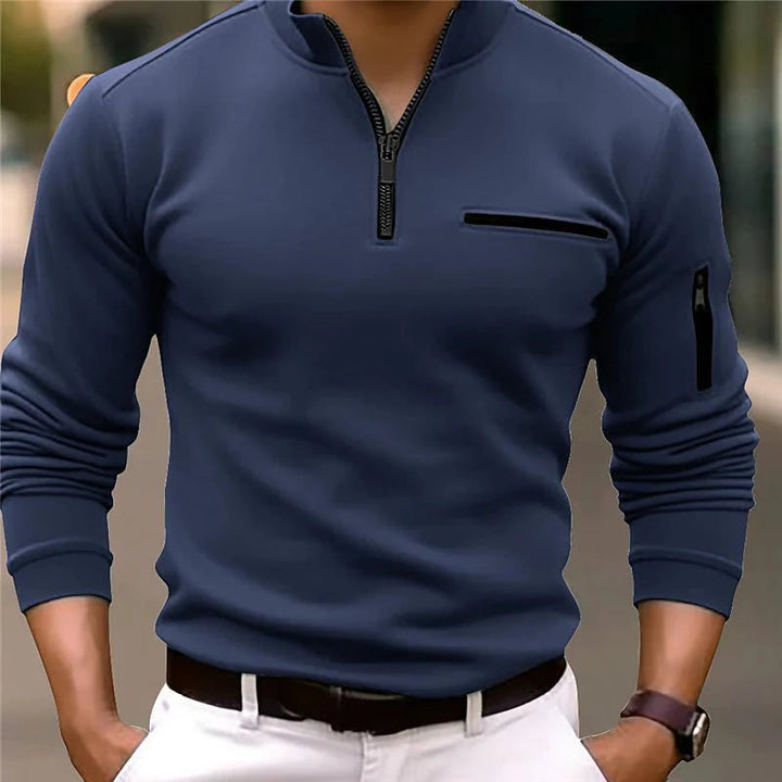 Kasper™ | Men's Quarter-Zip Pullover with Chest and Sleeve Zip Pockets