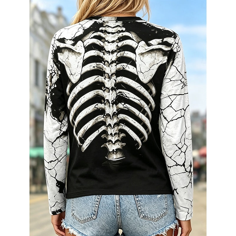 Drusilla™ | Women's Halloween Skeleton Print Long Sleeve Top