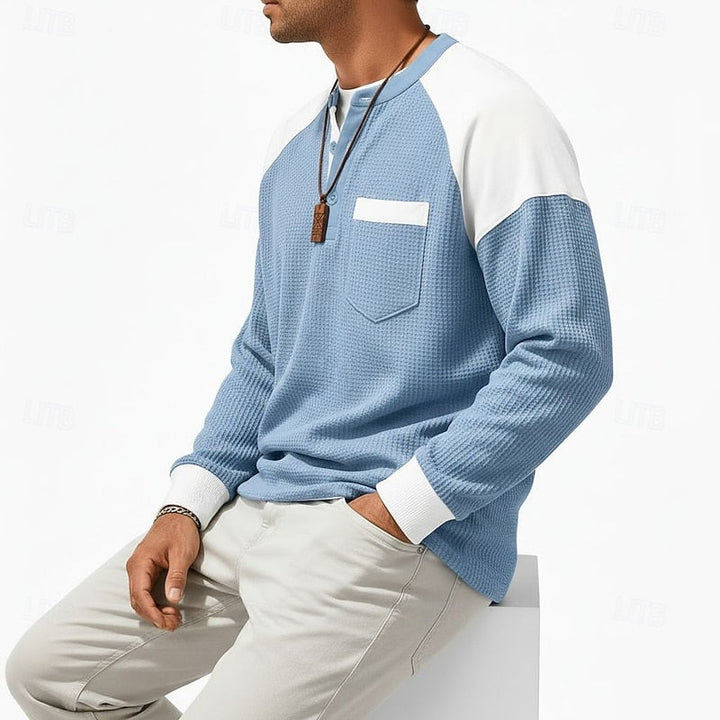 Cedric™ | Men's Colorblock Waffle Henley Shirt