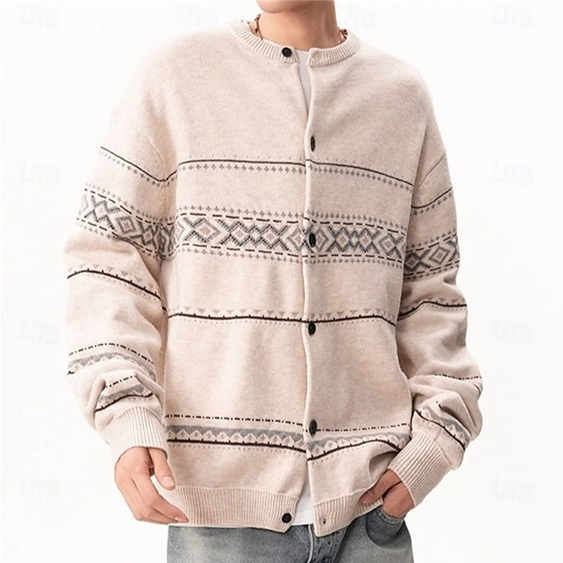 Niall™ | Men's Christmas Pattern Button Cardigan