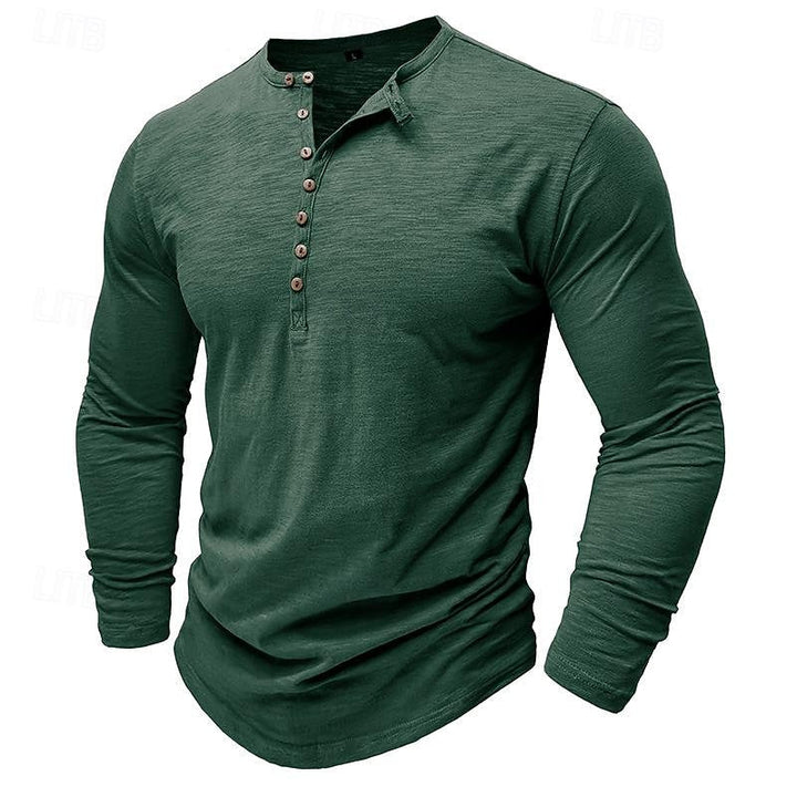 Brantley™ | Men's Long Sleeve Button Placket Henley Shirt