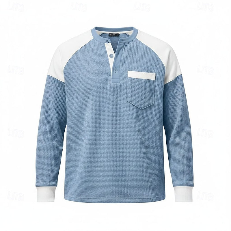 Cedric™ | Men's Colorblock Waffle Henley Shirt