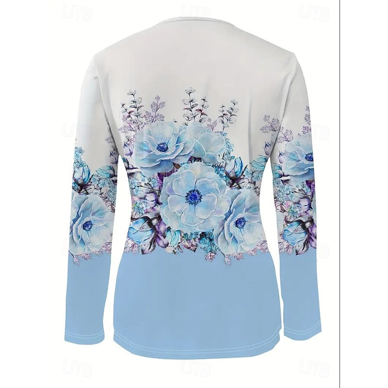 Azalea™ | Women's Floral Print Quarter-Zip Long Sleeve Top