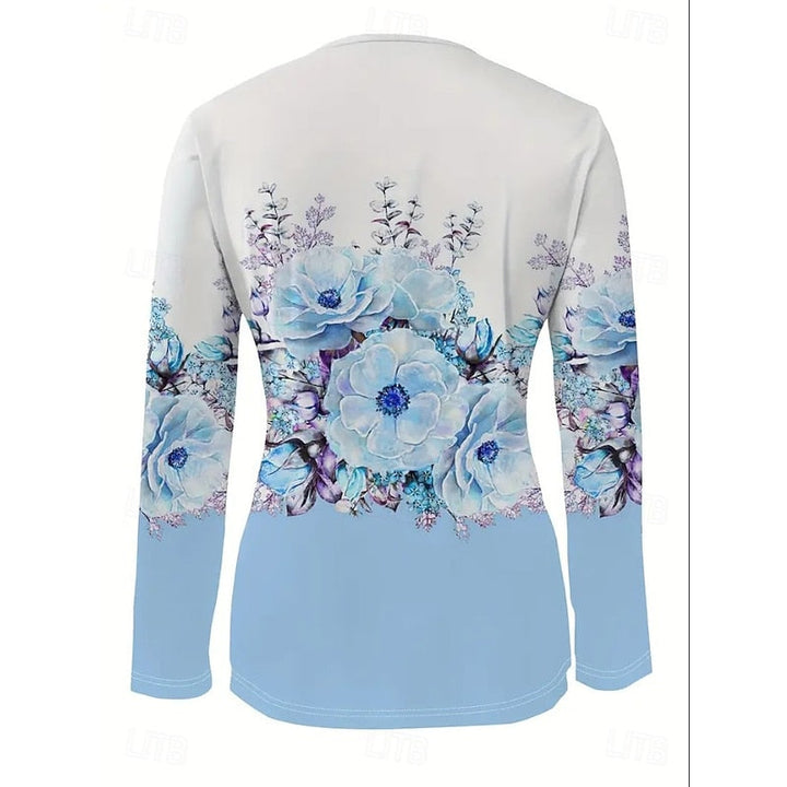 Azalea™ | Women's Floral Print Quarter-Zip Long Sleeve Top