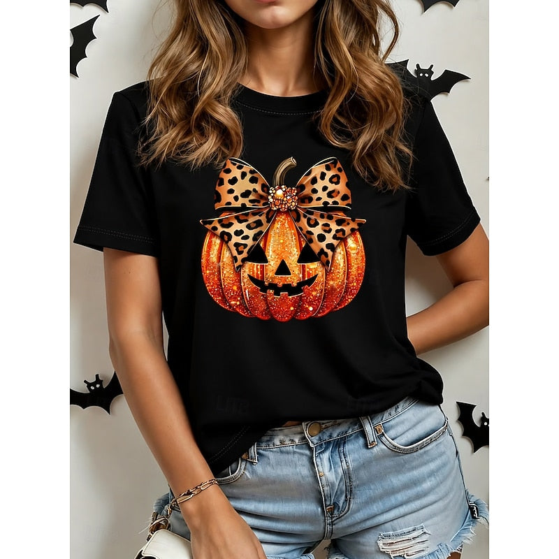 Talulah™ | Women's Halloween Pumpkin Bow Graphic T-Shirt