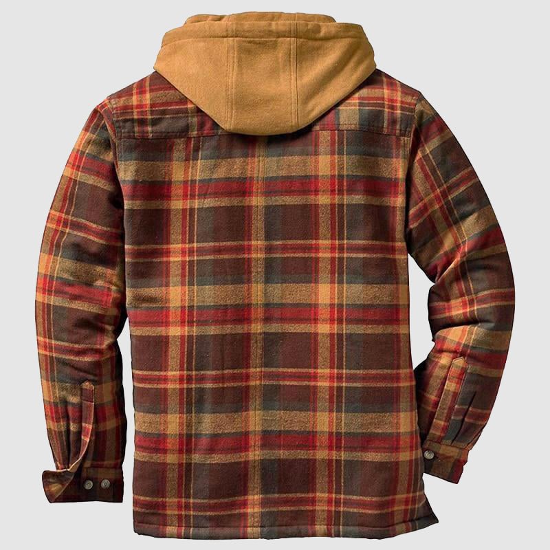 Cillian™ | Men's Hooded Plaid Shirt Jacket with Quilted Lining