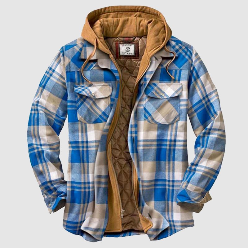 Cillian™ | Men's Hooded Plaid Shirt Jacket with Quilted Lining