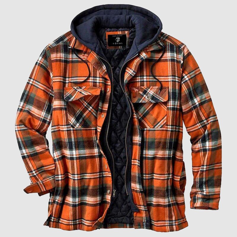 Cillian™ | Men's Hooded Plaid Shirt Jacket with Quilted Lining