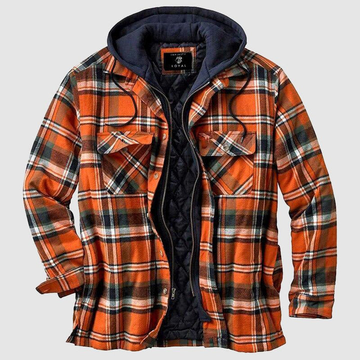Cillian™ | Men's Hooded Plaid Shirt Jacket with Quilted Lining
