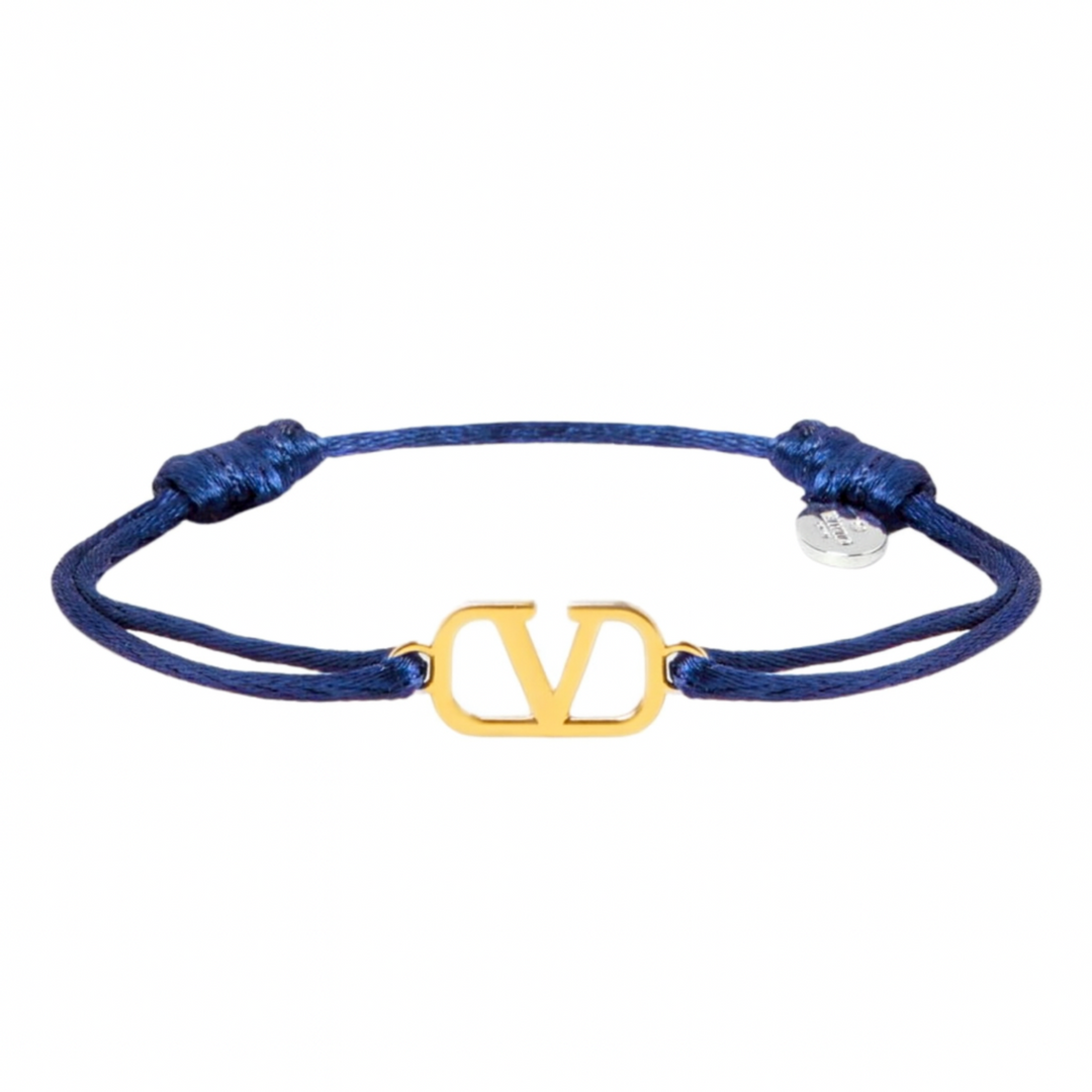 Gold V-Charm Cord Bracelet