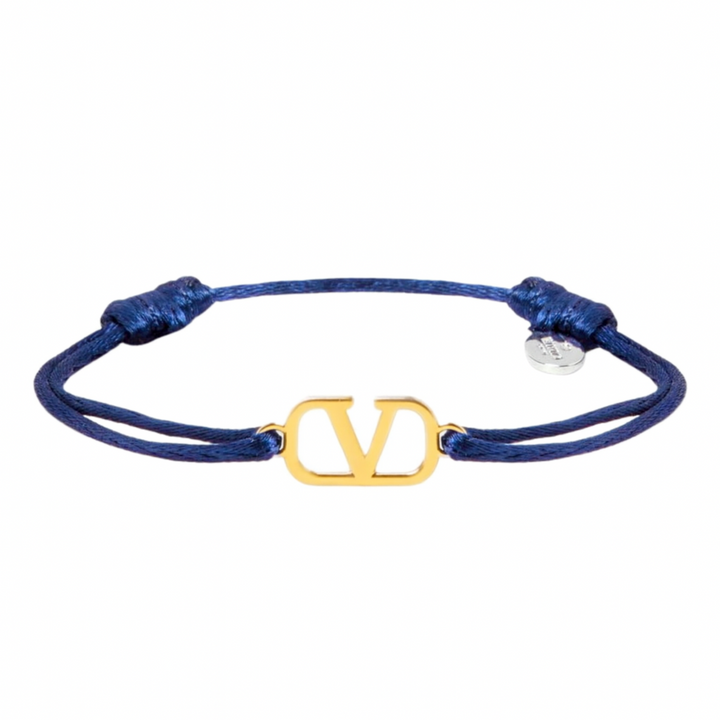 Gold V-Charm Cord Bracelet